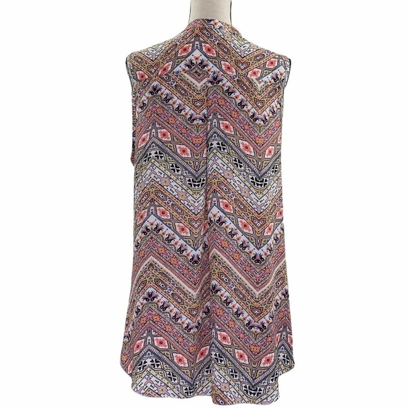 Ldla Printed Split Neck Sleeveless High Low Blouse - Picture 2 of 11